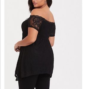 NWT! Torrid Black Lace Off the Shoulder Babydoll 1